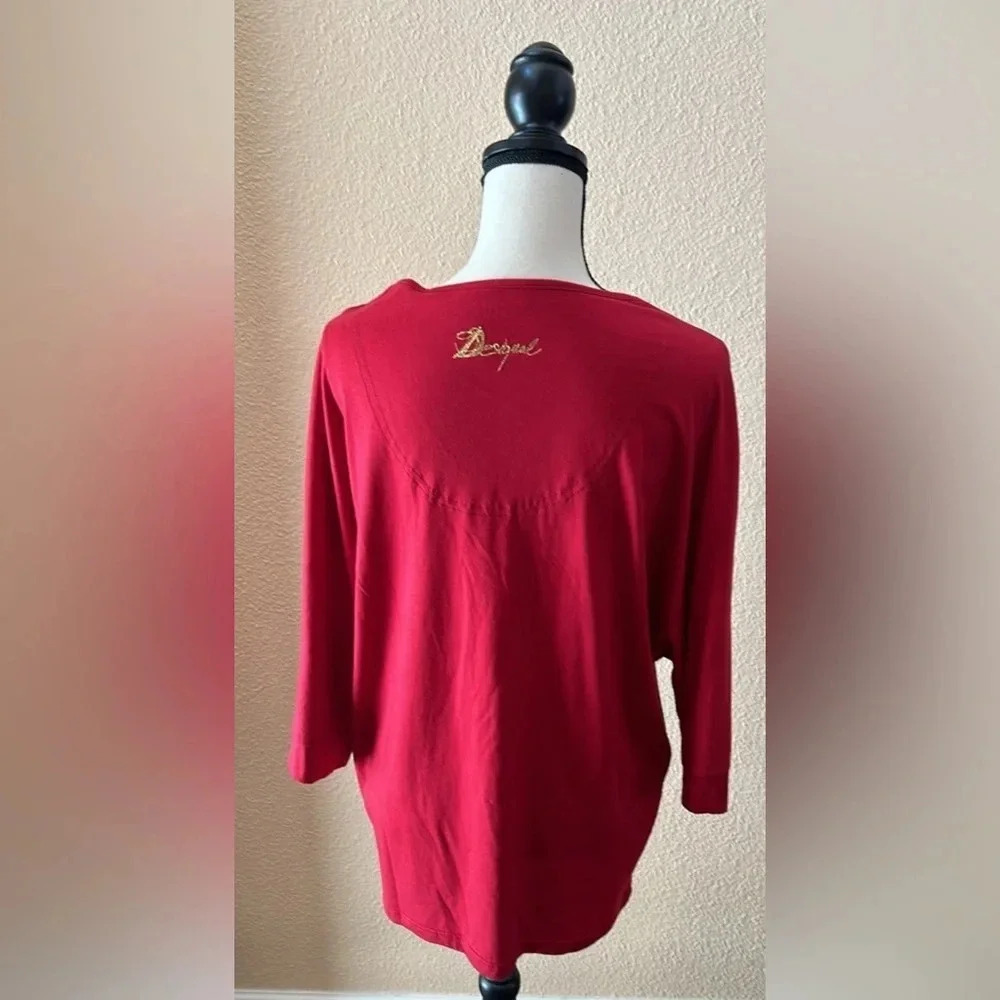 Vintage luxury desigual large green & red top grandma indie core Christmas - Picture 3 of 6